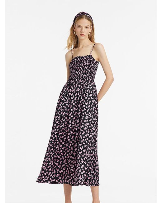 GOELIA Multicolor Bowknot Printed Spaghetti Strap Maxi Dress And Knitted Cardigan Two-Piece Set With Scrunchie