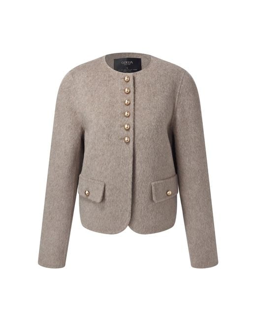 GOELIA Natural Alpaca Wool Blend Round Neck Jacket