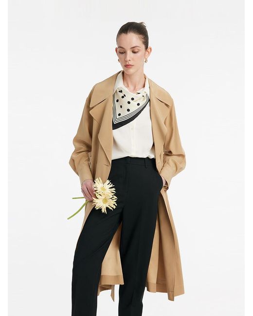 GOELIA 22 Momme Mulberry Silk Trench Coat With Belt in White | Lyst
