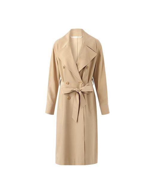 GOELIA White 22 Momme Mulberry Silk Trench Coat With Belt