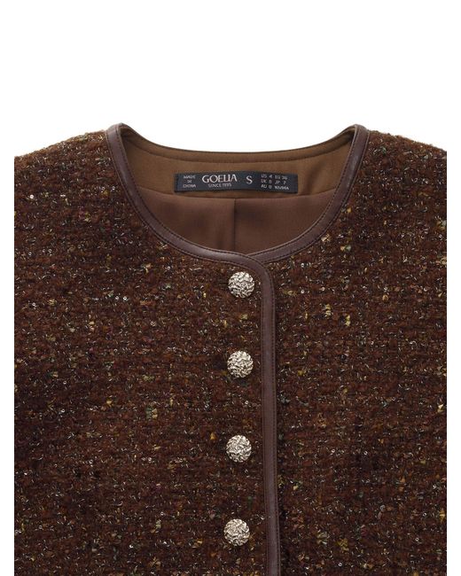 GOELIA Brown [Preview] Wool Blend Tweed Sequins Jacket