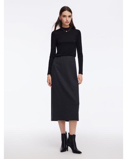 GOELIA Blue Knit Tank And Skirt And Long Sleeve Top Three-Piece Set