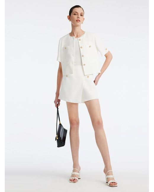 GOELIA White Acetate Blazer And Shorts Two-Piece Suit