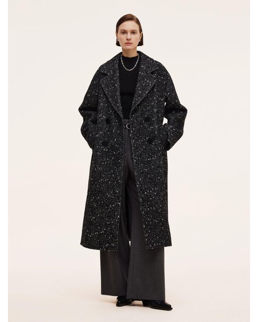 GOELIA Black Wool Blend Oversized Coat