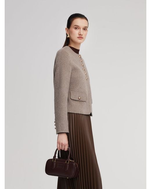 GOELIA Natural Alpaca Wool Blend Round Neck Jacket