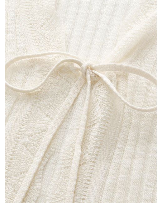 GOELIA Natural Wavy Trim Tie Front Cardigan