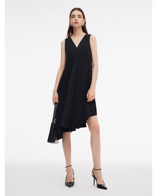 GOELIA Blue Triacetate Blend Sleeveless Reversible Midi Dress