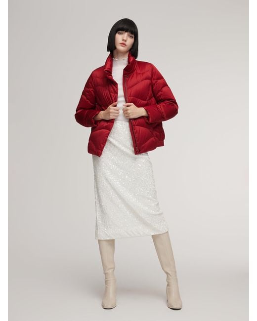 GOELIA White Windproof Magnetic Snap Goose Down Jacket