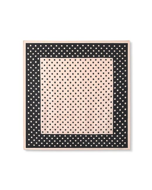 GOELIA White And Polka Dots Printed 90 Square Pure Silk Scarf