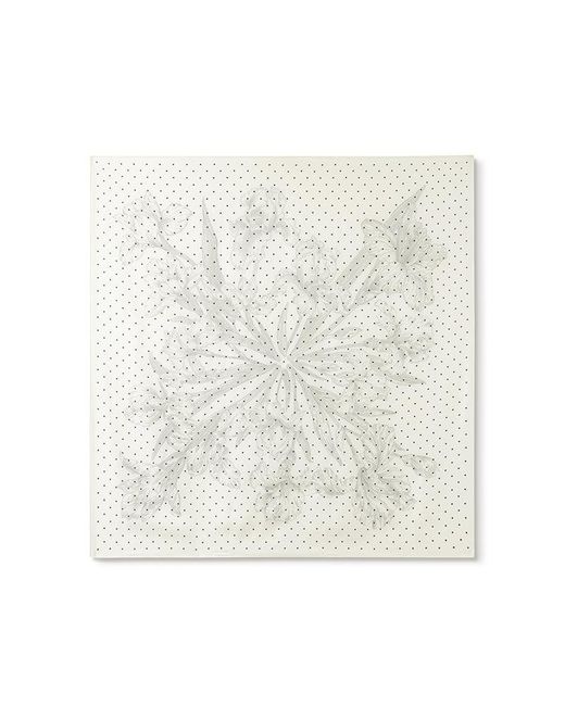 GOELIA White Iris And Polka Dots Printed 90 Square Pure Silk Scarf