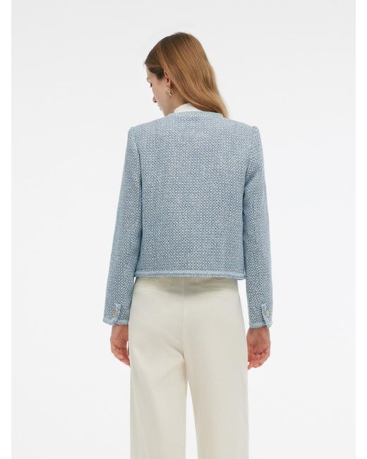 GOELIA Blue Single-Breasted Round Neck Jacket