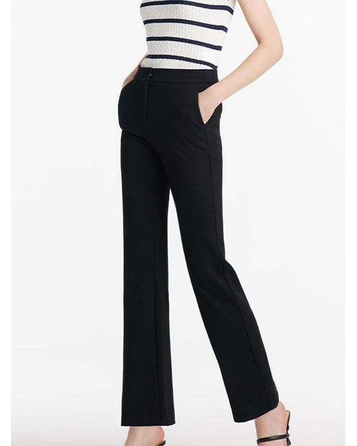 GOELIA Black Slim Micro-Flared Pants