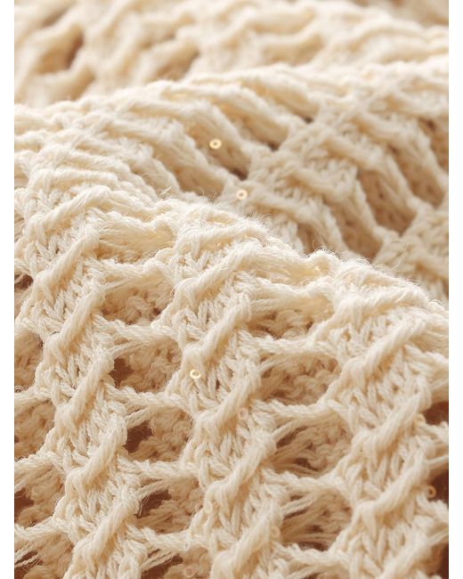 GOELIA Natural Sequins Stretch Zip-Up Openwork Hooded Cardigan