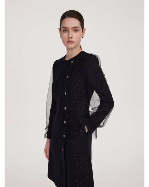 GOELIA Wool Blend Tweed Sequins Long Sleeve Mini Dress in Black | Lyst GOELIA Wool Blend Tweed Sequins Long Sleeve Mini Dress in Black | Lyst