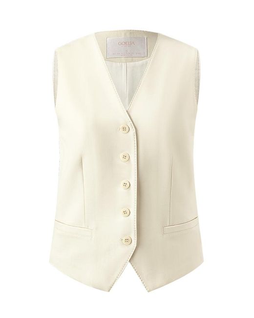 GOELIA White Worsted Wool Single-Breasted Vest