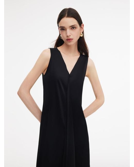 GOELIA Blue Triacetate Blend Sleeveless Reversible Midi Dress
