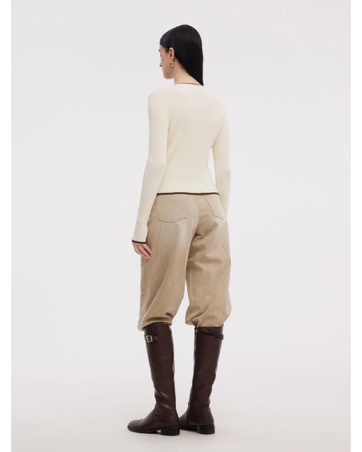 GOELIA Natural Tencel Blend Contrast Trim Zip-Up Cardigan