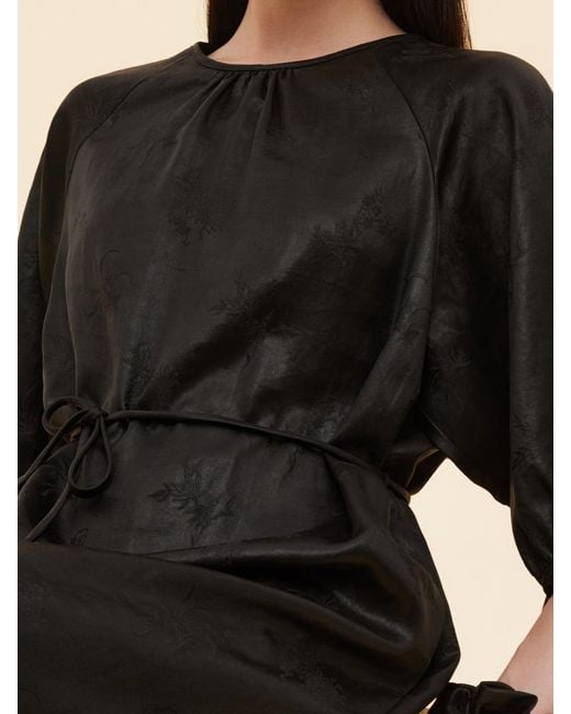 GOELIA Black 19Mm Xiang Yun Silk Jacquard Self-Tie Belt Maxi Dress