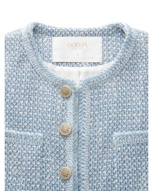 GOELIA Blue Tweed Round Neck Jacket