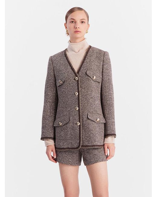 GOELIA Gray Wool Single-Breasted Jacket