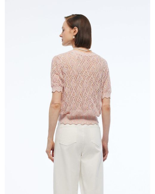 GOELIA Multicolor Openwork Sequins V-Neck Cardigan