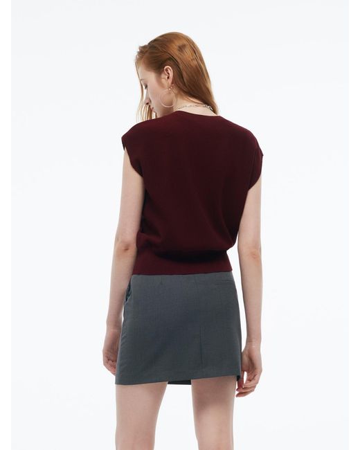 GOELIA Natural Tencel Blend Stripe Letter Print Cap Sleeve Knit Top