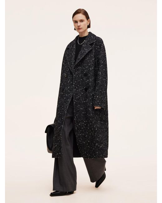 GOELIA Black Wool Blend Oversized Coat