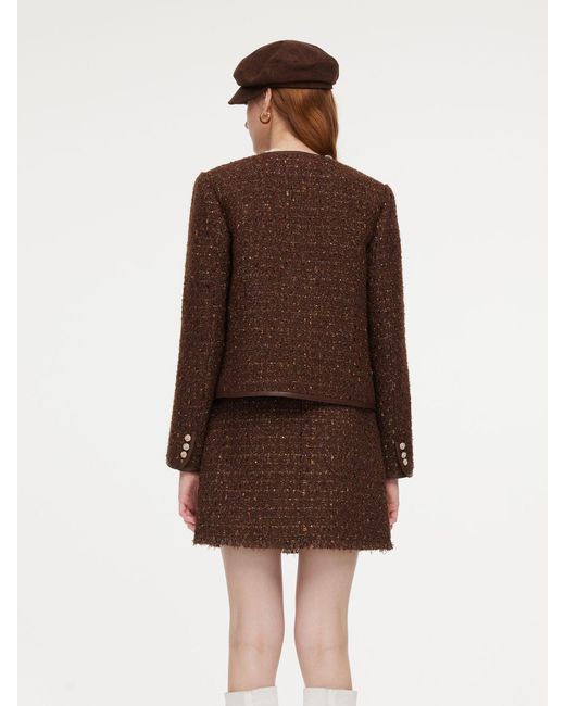 GOELIA Brown [Preview] Wool Blend Tweed Sequins Jacket