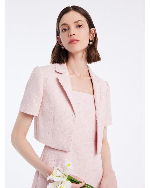 GOELIA Pink Crop Blazer And Vest Dress Two-Piece Suit