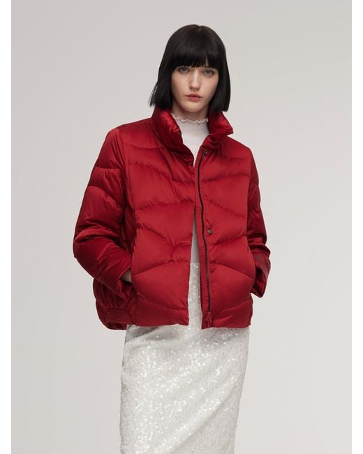 GOELIA White Windproof Magnetic Snap Goose Down Jacket