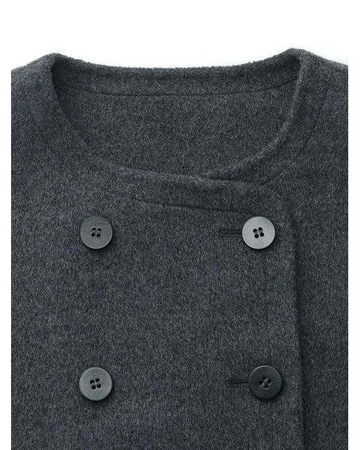 GOELIA Blue Boxy Cropped Wool Jacket