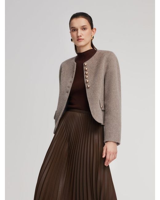 GOELIA Natural Alpaca Wool Blend Round Neck Jacket