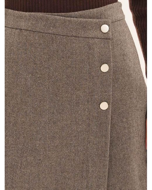GOELIA Brown Asymmetric Washable Wool Wrap Skort