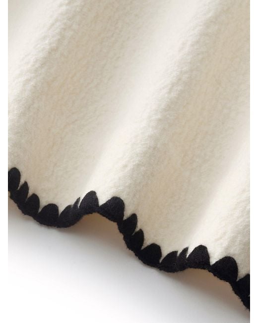 GOELIA White 100% Wool Contrast Trim Crop Jacket