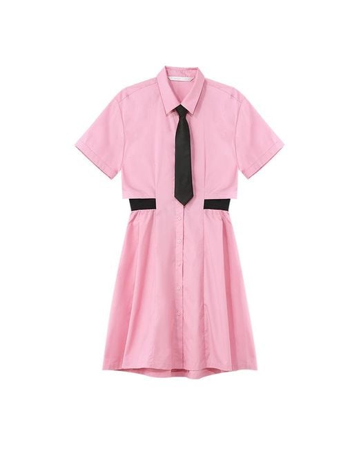 GOELIA Pink Light Mini Dress With Tie