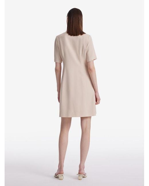 GOELIA Natural Acetate Single-Breasted Mini Dress With Detachable Lace Collar