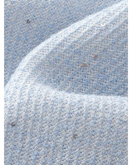 GOELIA Blue Acetate Blend Sequins Crop Jacket