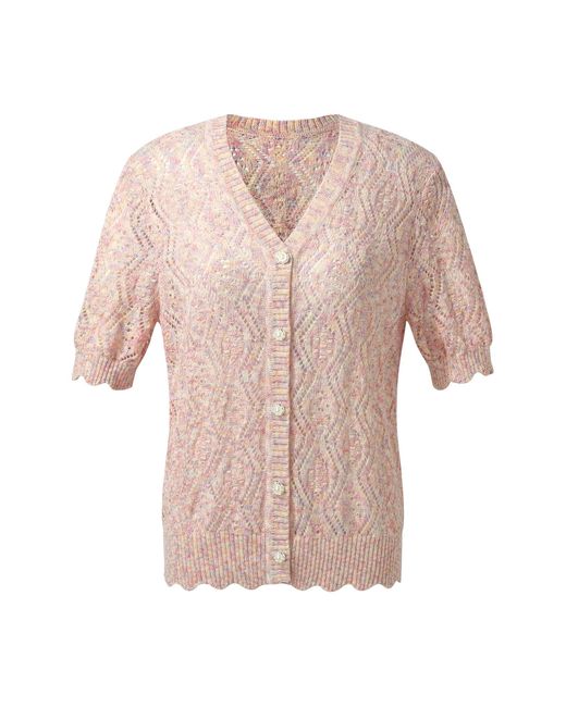 GOELIA Multicolor Openwork Sequins V-Neck Cardigan