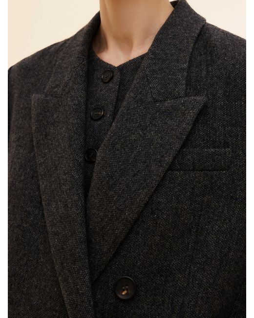 GOELIA Black 100% Washable Wool Notched Collar Blazer
