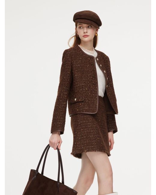 GOELIA Brown [Preview] Wool Blend Tweed Sequins Jacket