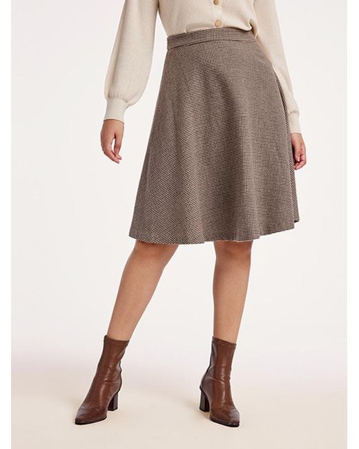 GOELIA Natural Houndstooth Washable Woolen A-Line Skirt