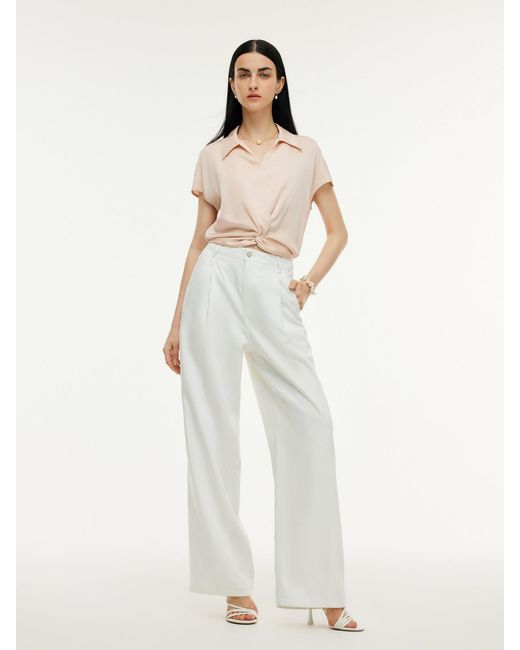 GOELIA Natural 22Mm Mulberry Silk Twist Front Blouse
