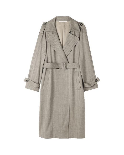 GOELIA Natural Mid-Length Double-Breasted Notched Lapel Trench Coat