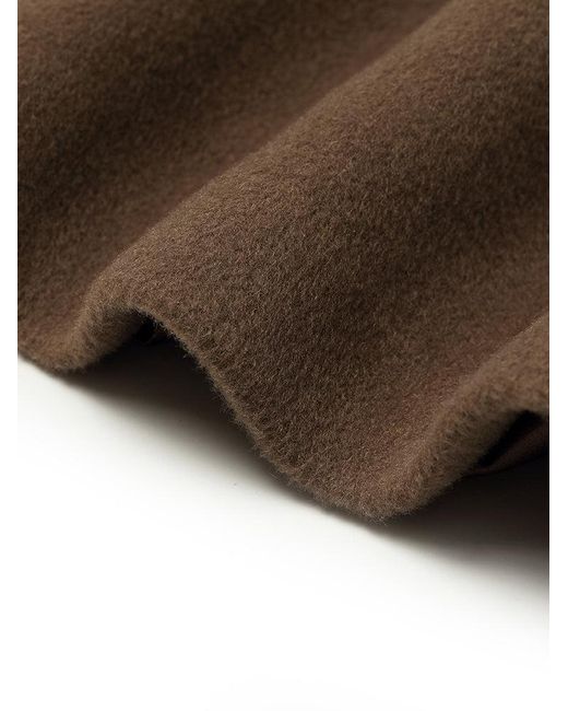 GOELIA Brown Tencel Wool Notched Lapel Coat With Belt