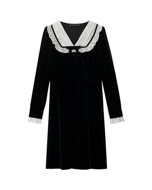 GOELIA Black Velvet Patchwork Mini Dress