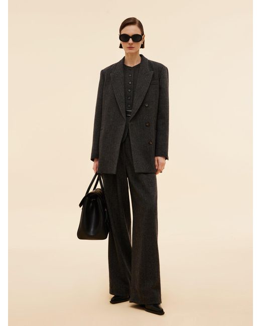 GOELIA Black 100% Washable Wool Notched Collar Blazer
