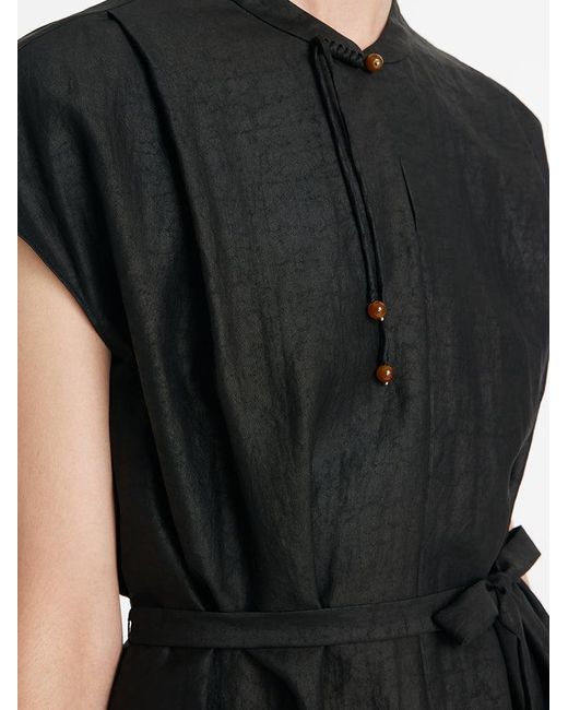 GOELIA Black Pre-Order 18 Momme Xiang Yun Silk Slit Cheongsam Qipao Maxi Dress With Belt