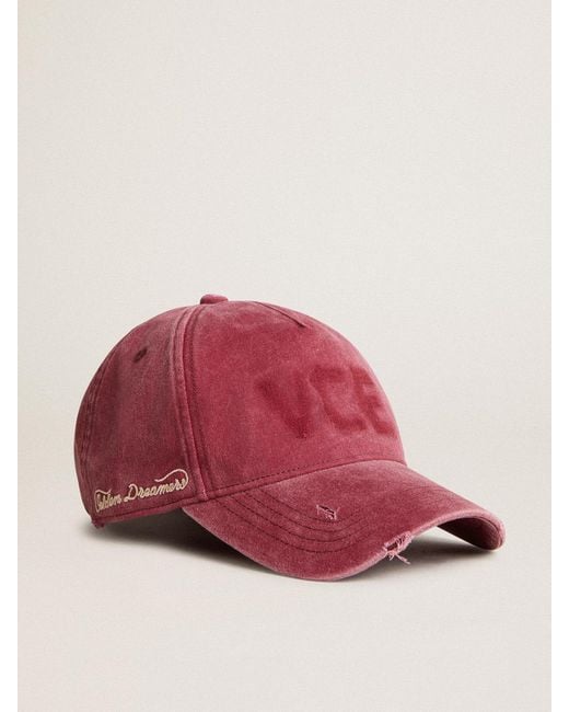 Golden Goose Cotton Baseball Cap With A Lived In Finish in Pink Lyst