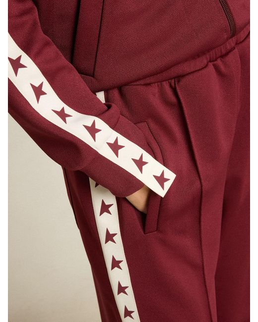 Golden Goose Deluxe Brand Red ’S Burgundy Joggers With Stars On The Sides