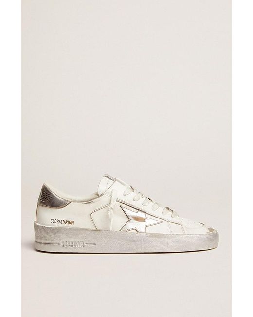 Golden Goose Deluxe Brand Natural Stardan Sneakers With Metallic Leather Star And Heel Tab
